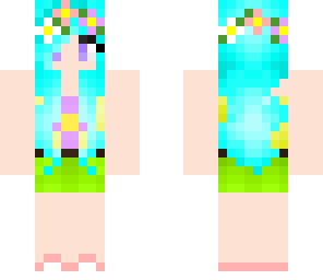 blue haired flower girl