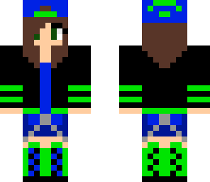 green and blue gamer girl