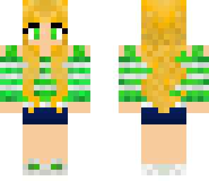 blonde girl with green