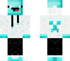 derpy diamond pig in a white hoodie