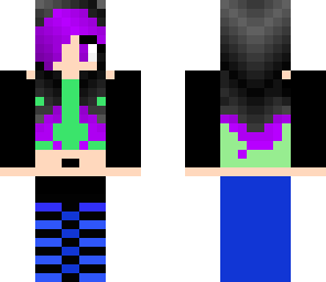 black hair with purple tip and black jacket