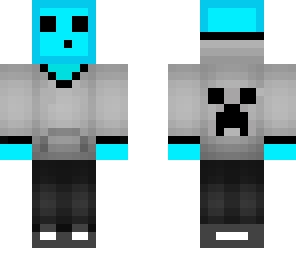 blue slime in a gray hoodie