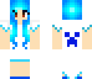 blue hair white dress