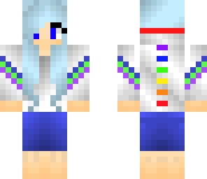 dinosuar rainbow blue hair tomboy hoodie girl 