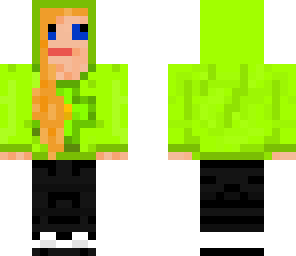 orange hair green hood