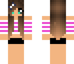 girl wearing pink and white top with booty shorts