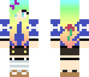rainbow hair girl wearing socks and sweater