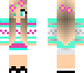 cute girl with pink flowers in hair