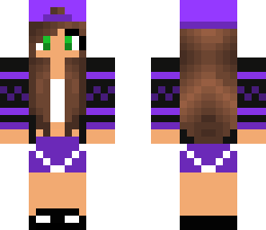 purple cap brunette girl