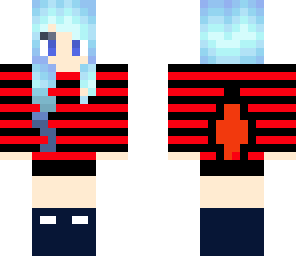 blue hair red shirt girl