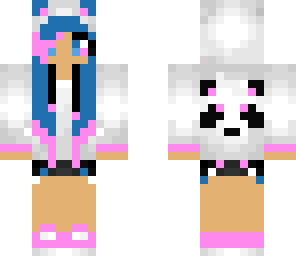 panda girl with blue hair and pink tips
