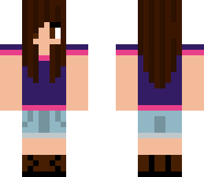 girl with purple shirt shorts and brown boots