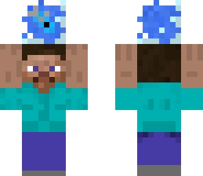 steve holding blue fish in a bowl