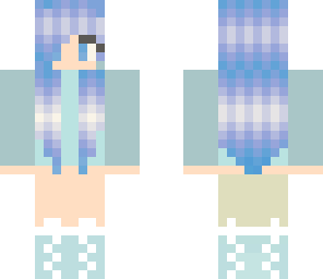 pastel light blue sweater with blue hair