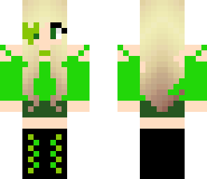 cute blonde hair girl with green clothes