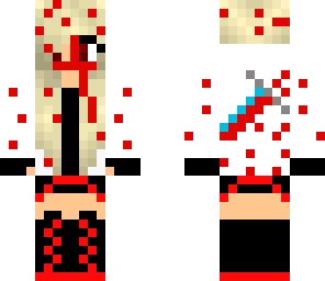 bloody girl with used sword on he back
