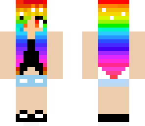 cute flower rainbow hair girl