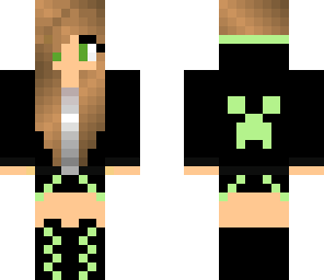 light green creeper hoodie girl