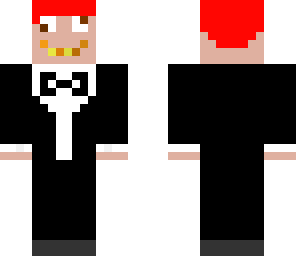 red head in tuxedo