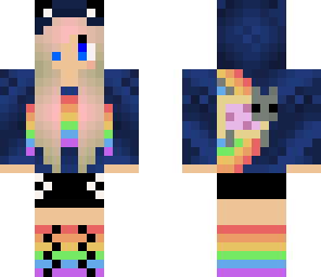 rainbow neon cat girl