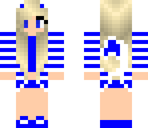 blue and white cat girl