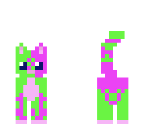 pink and green cat