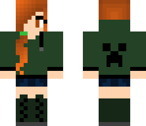 updated amber-haired ponytail - creeper hoodie