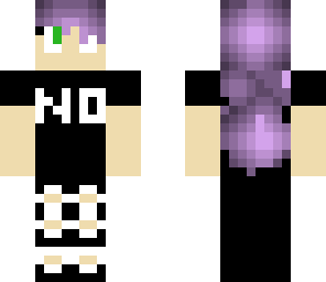 purple hair no shirt girl