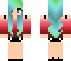 blue and green haired tomboy