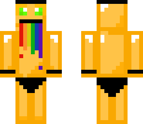 orange man-kini with black strip