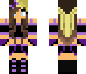 purple girl with blond braids