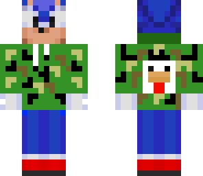 camo sonic in a hoodie