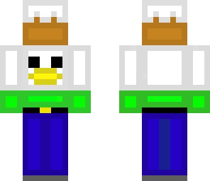 duck carrying a cake