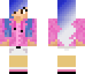 blue hair girl - pink hoodie finished - original
