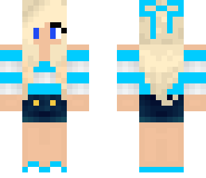 blue and white striped cute girl