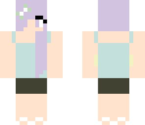 blue top and alder hair with shorts