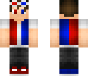 red half blue teenager with glasses