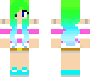 summer girl with green and blue hair