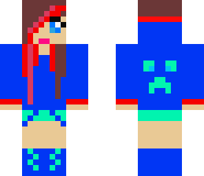 girl in a blue creeper hoodie