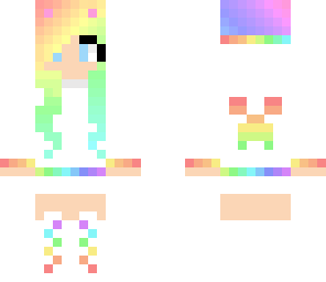 cute rainbow creeper cat girl