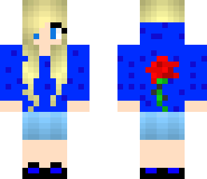 girl in a blue rose hoodie