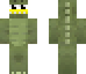 duck wearing a dinosaur suit
