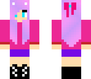 pink haired girl with pink top