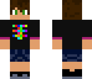 rainbow skelly shirt blue shorts jdub