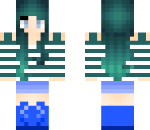 teal stipes girl