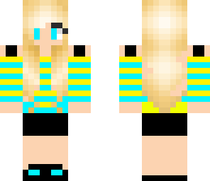 yellow and turquoise striped girl