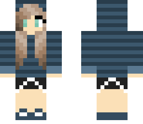 blue striped cool hooded girl