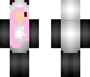 chibi panda girl with pink hair