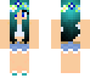 blue haired flower crown hipster