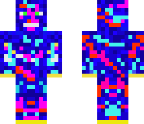a blue person dunked in paint